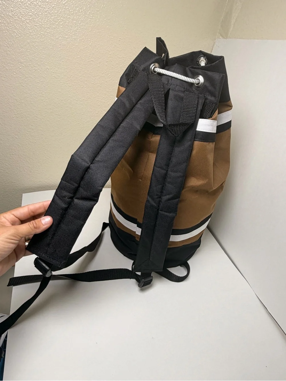 Drawstring Backpack Bag - Black & Brown Team Logo